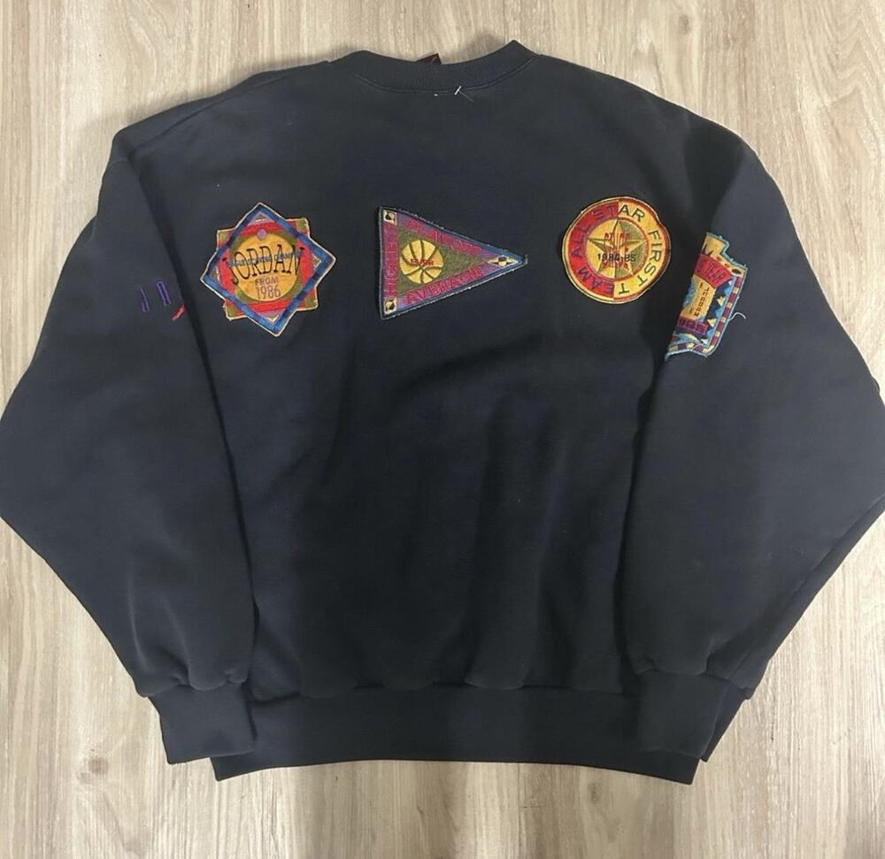 Nike Jordan Air Jordan Michael Jordan Patchwork Embroidered Sweatshirt Black Me…